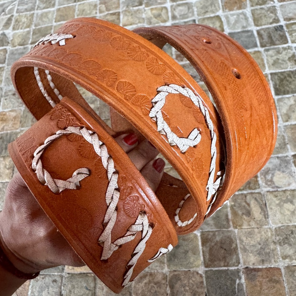 Leather belt  braided